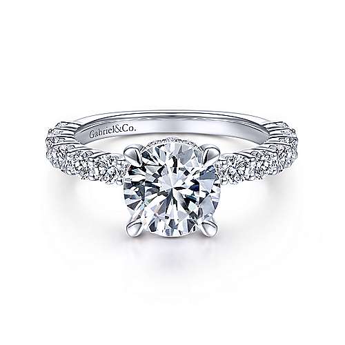 14K White Gold Round Diamond Engagement Ring - designed by Jewelry Designers Gabriel & Co., New York. Passion, Love & You.