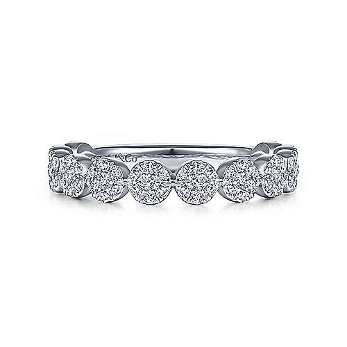 14K White Gold Round Diamond Pave Cluster Eternity Ring - designed by Jewelry Designers Gabriel & Co., New York. Passion, Love & You.