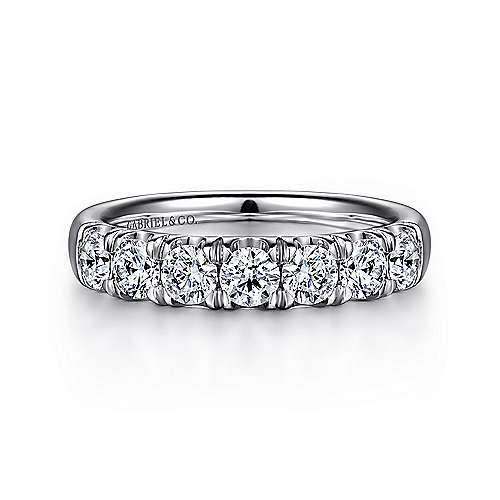 14K White Gold 7 Stone French Pavé Diamond Wedding Band - 1.10 ct - designed by Gabriel & Co., New York. Passion, Love & You.